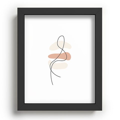 Mambo Art Studio Abstract Minimal Line Beige Recessed Framing Rectangle