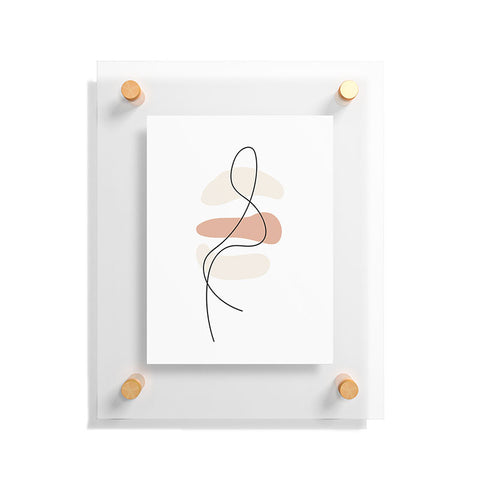 Mambo Art Studio Abstract Minimal Line Beige Floating Acrylic Print