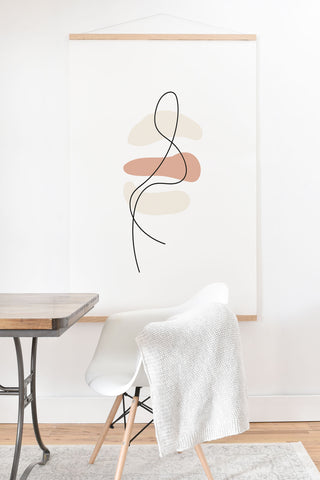 Mambo Art Studio Abstract Minimal Line Beige Art Print And Hanger