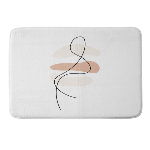 Mambo Art Studio Abstract Minimal Line Beige Memory Foam Bath Mat