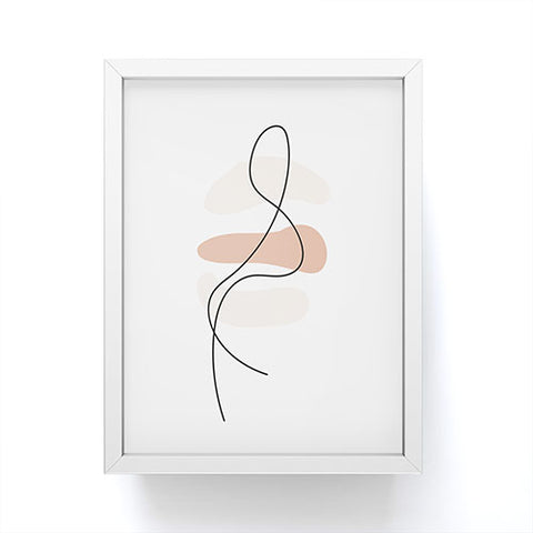 Mambo Art Studio Abstract Minimal Line Beige Framed Mini Art Print