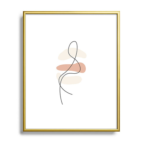 Mambo Art Studio Abstract Minimal Line Beige Metal Framed Art Print