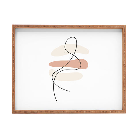 Mambo Art Studio Abstract Minimal Line Beige Rectangular Tray