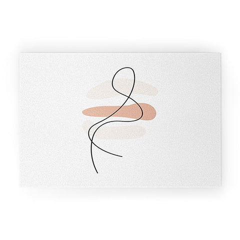 Mambo Art Studio Abstract Minimal Line Beige Welcome Mat