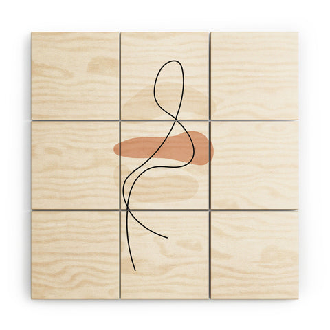 Mambo Art Studio Abstract Minimal Line Beige Wood Wall Mural