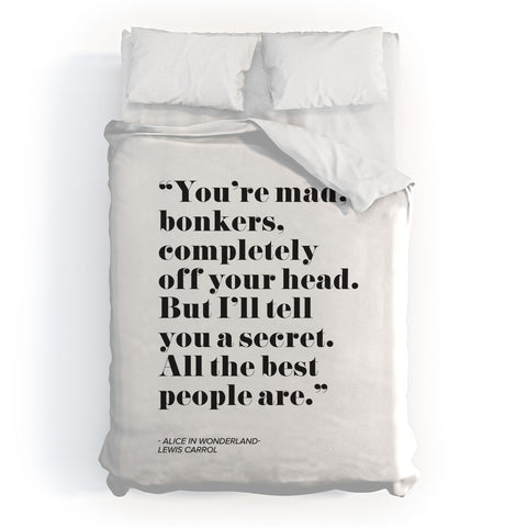 Mambo Art Studio Alice in Wonderlad Quote Duvet Cover