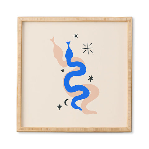 Mambo Art Studio Blue and Pink Snakes Framed Wall Art