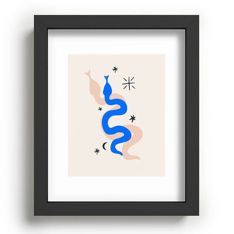 Mambo Art Studio Blue and Pink Snakes Recessed Framing Rectangle