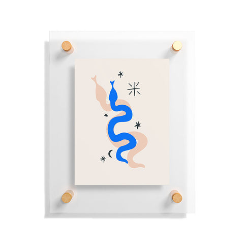 Mambo Art Studio Blue and Pink Snakes Floating Acrylic Print