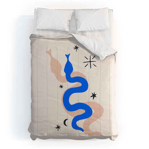 Mambo Art Studio Blue and Pink Snakes Comforter