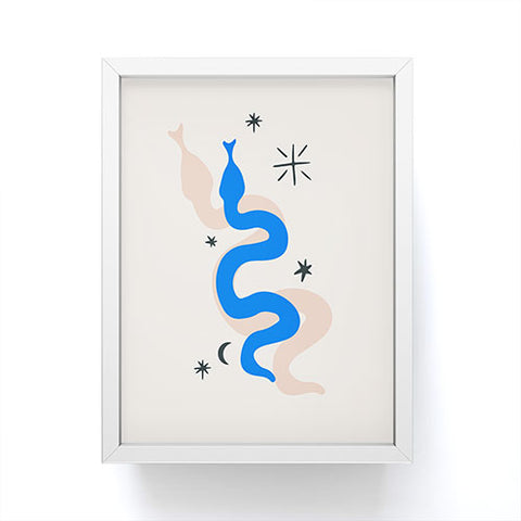 Mambo Art Studio Blue and Pink Snakes Framed Mini Art Print