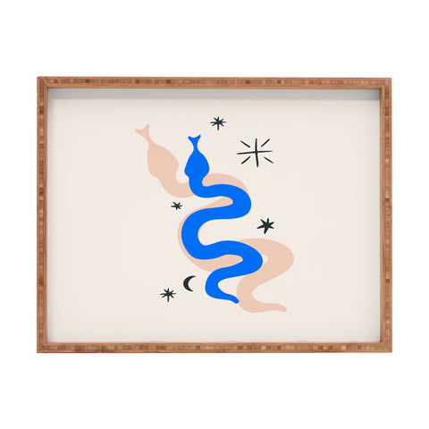 Mambo Art Studio Blue and Pink Snakes Rectangular Tray