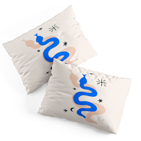 Mambo Art Studio Blue and Pink Snakes Pillow Shams