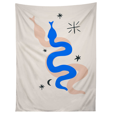 Mambo Art Studio Blue and Pink Snakes Tapestry