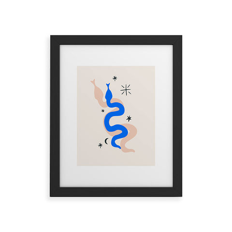Mambo Art Studio Blue and Pink Snakes Framed Art Print