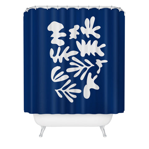 Mambo Art Studio Blue Cut Out Shower Curtain
