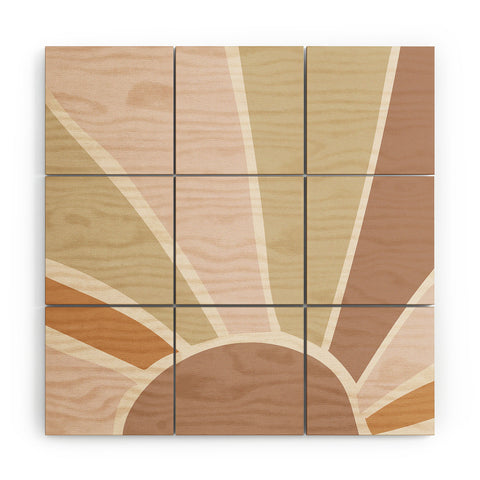 Mambo Art Studio Boho Retro Sun Wood Wall Mural