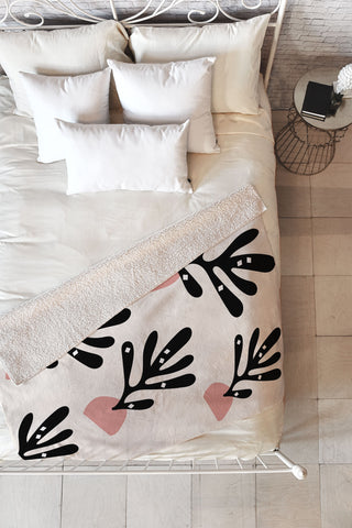 Mambo Art Studio Cut Out Plant Fleece Throw Blanket