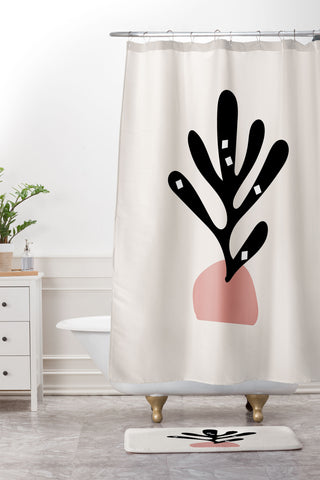 Mambo Art Studio Cut Out Plant Shower Curtain And Mat