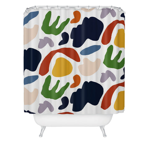 Mambo Art Studio Cut Out Shapes Vibrant Shower Curtain