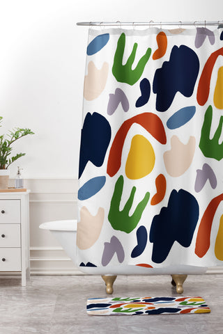 Mambo Art Studio Cut Out Shapes Vibrant Shower Curtain And Mat