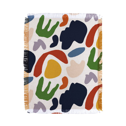 Mambo Art Studio Cut Out Shapes Vibrant Throw Blanket