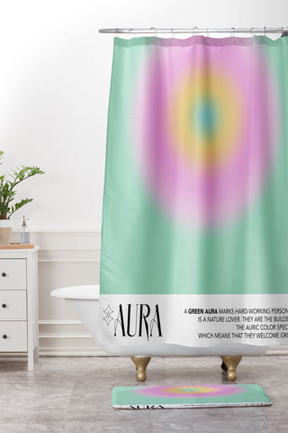 Mambo Art Studio Green Aura Shower Curtain And Mat