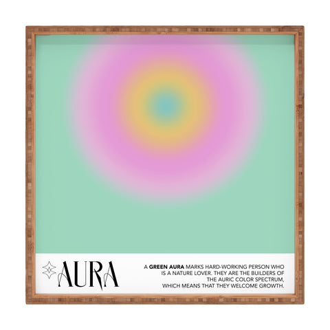 Mambo Art Studio Green Aura Square Tray