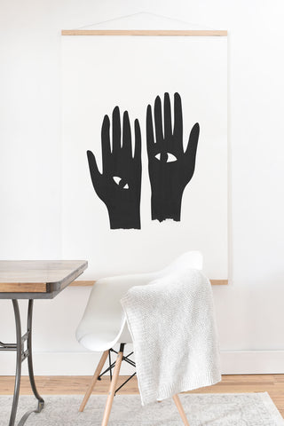 Mambo Art Studio Hands Eye Black Art Print And Hanger