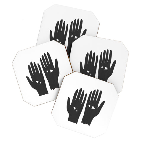 Mambo Art Studio Hands Eye Black Coaster Set