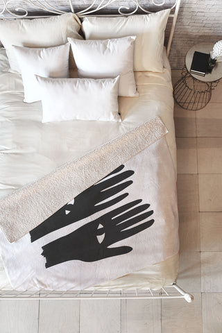 Mambo Art Studio Hands Eye Black Fleece Throw Blanket
