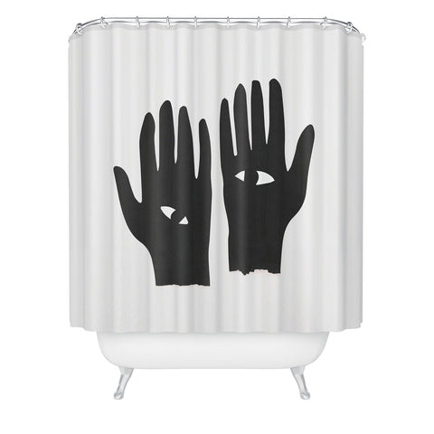 Mambo Art Studio Hands Eye Black Shower Curtain