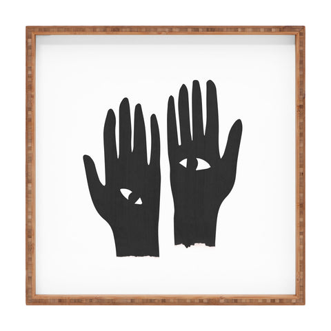 Mambo Art Studio Hands Eye Black Square Tray