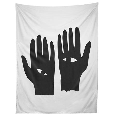 Mambo Art Studio Hands Eye Black Tapestry