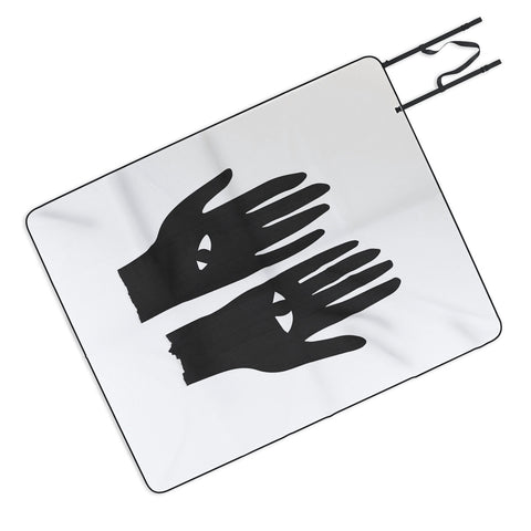 Mambo Art Studio Hands Eye Black Picnic Blanket