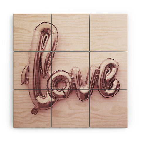 Mambo Art Studio Love Pink Balloon Wood Wall Mural
