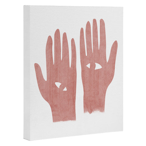 Mambo Art Studio Lucky Eye Hands Pink Art Canvas