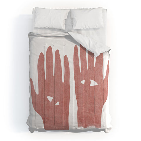 Mambo Art Studio Lucky Eye Hands Pink Comforter