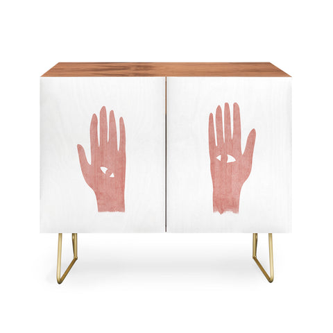 Mambo Art Studio Lucky Eye Hands Pink Credenza