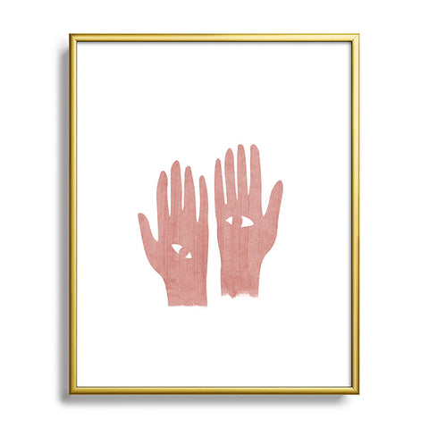 Mambo Art Studio Lucky Eye Hands Pink Metal Framed Art Print
