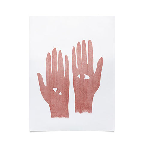Mambo Art Studio Lucky Eye Hands Pink Poster