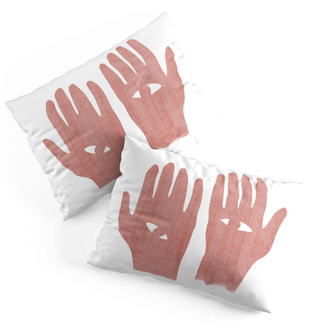 Mambo Art Studio Lucky Eye Hands Pink Pillow Shams