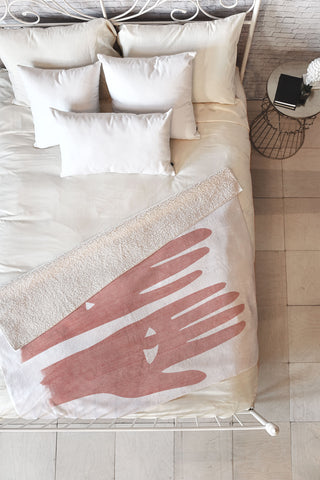 Mambo Art Studio Lucky Eye Hands Pink Fleece Throw Blanket