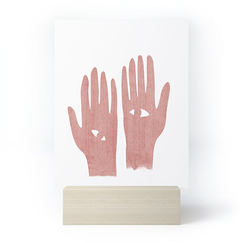 Mambo Art Studio Lucky Eye Hands Pink Mini Art Print
