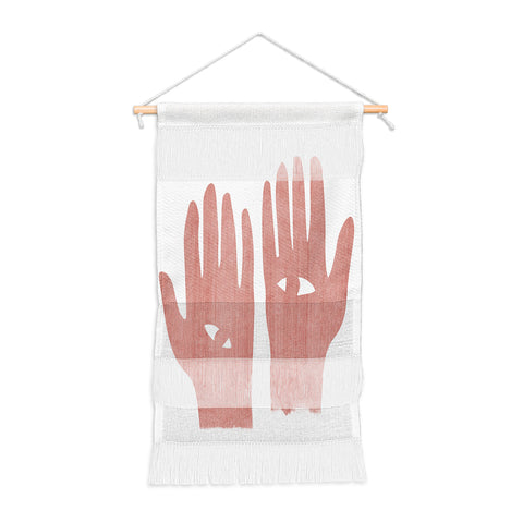 Mambo Art Studio Lucky Eye Hands Pink Wall Hanging Portrait