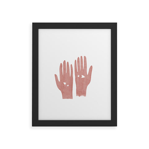 Mambo Art Studio Lucky Eye Hands Pink Framed Art Print