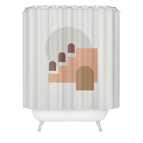 Mambo Art Studio Minimal Shapes Terracota Shower Curtain