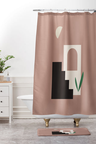 Mambo Art Studio Natural Landscape Minimal Shower Curtain And Mat