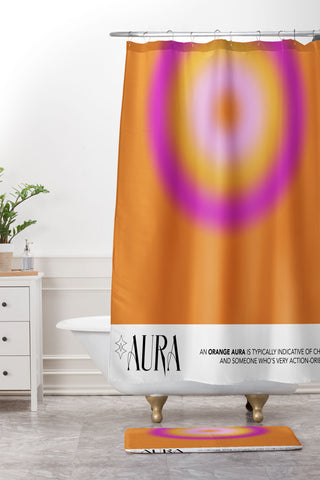 Mambo Art Studio Orange Aura Shower Curtain And Mat