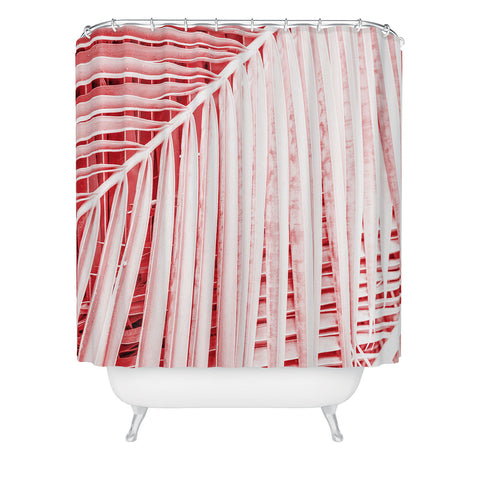 Mambo Art Studio Palm Leaves Living Coral Shower Curtain